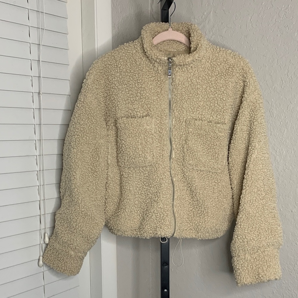 Lulu's Cream Teddy full zip Jacket small
